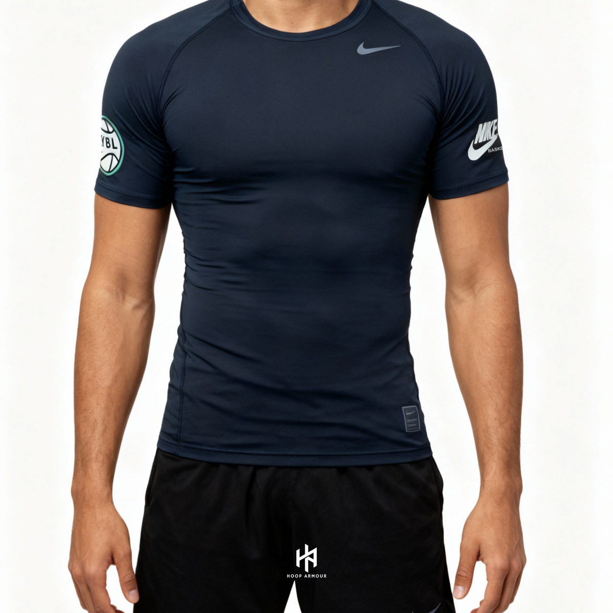 HA™ EYBL Compression T-Shirt Black Green Logo
