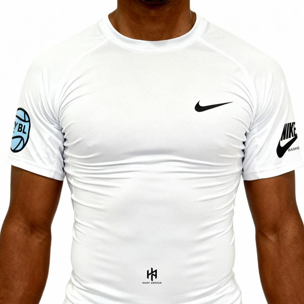 HA™ EYBL Compression T-Shirt White Blue Logo