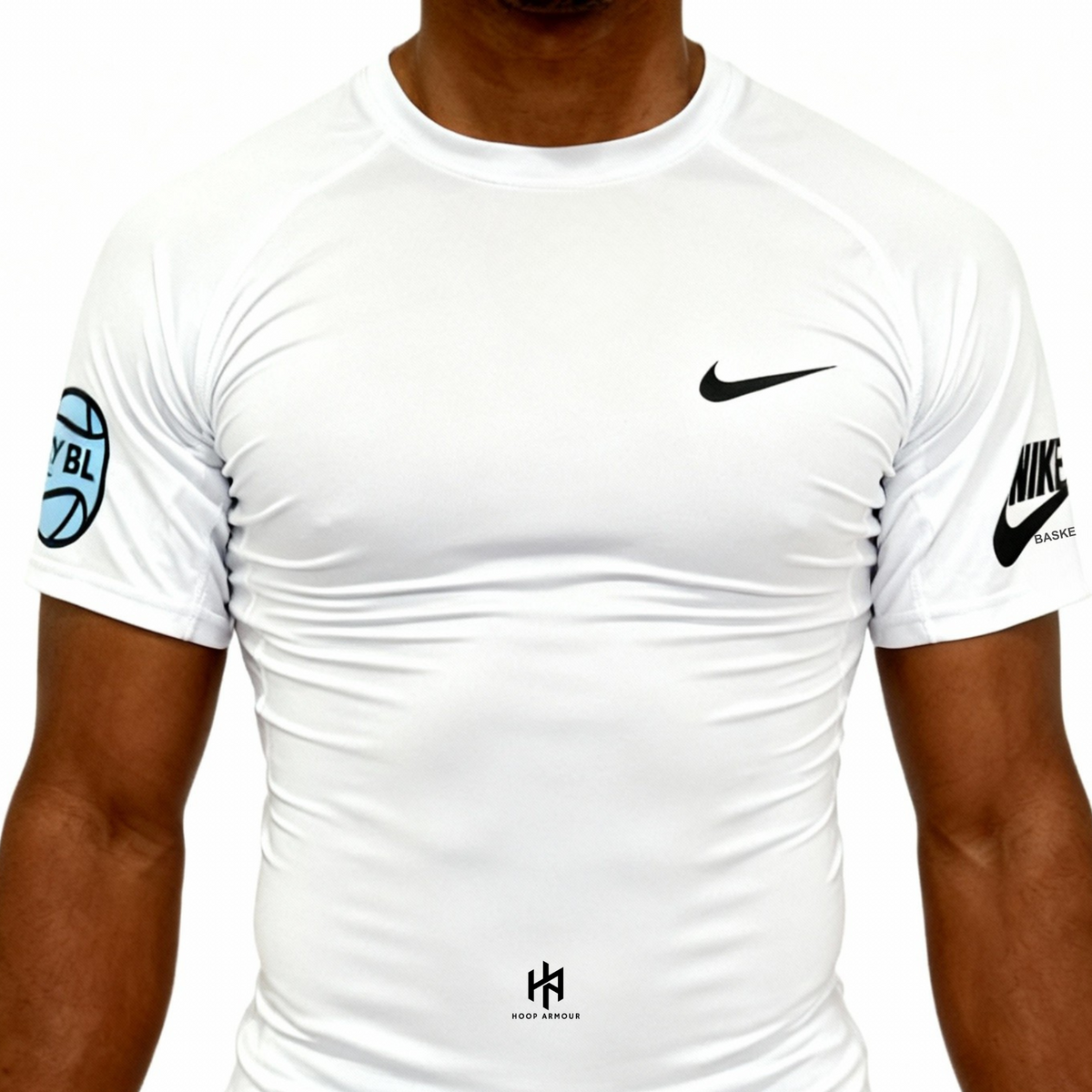 HA™ EYBL Compression T-Shirt White Blue Logo